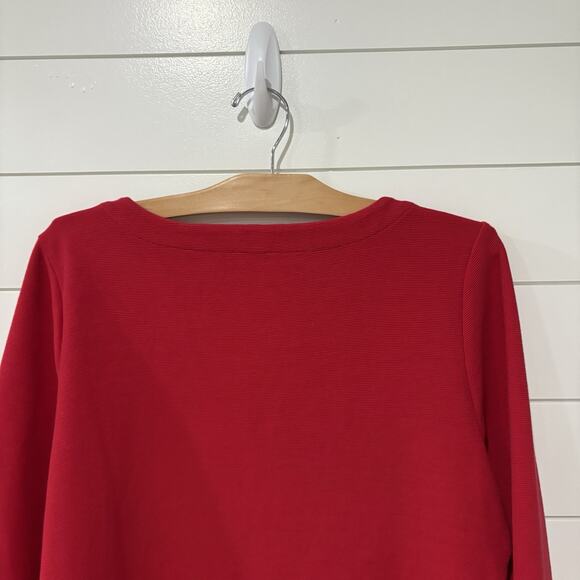 Talbots | Top Red Pullover Textured Ribbed 3/4 Sleeves- Size Large - Picture 7 of 8